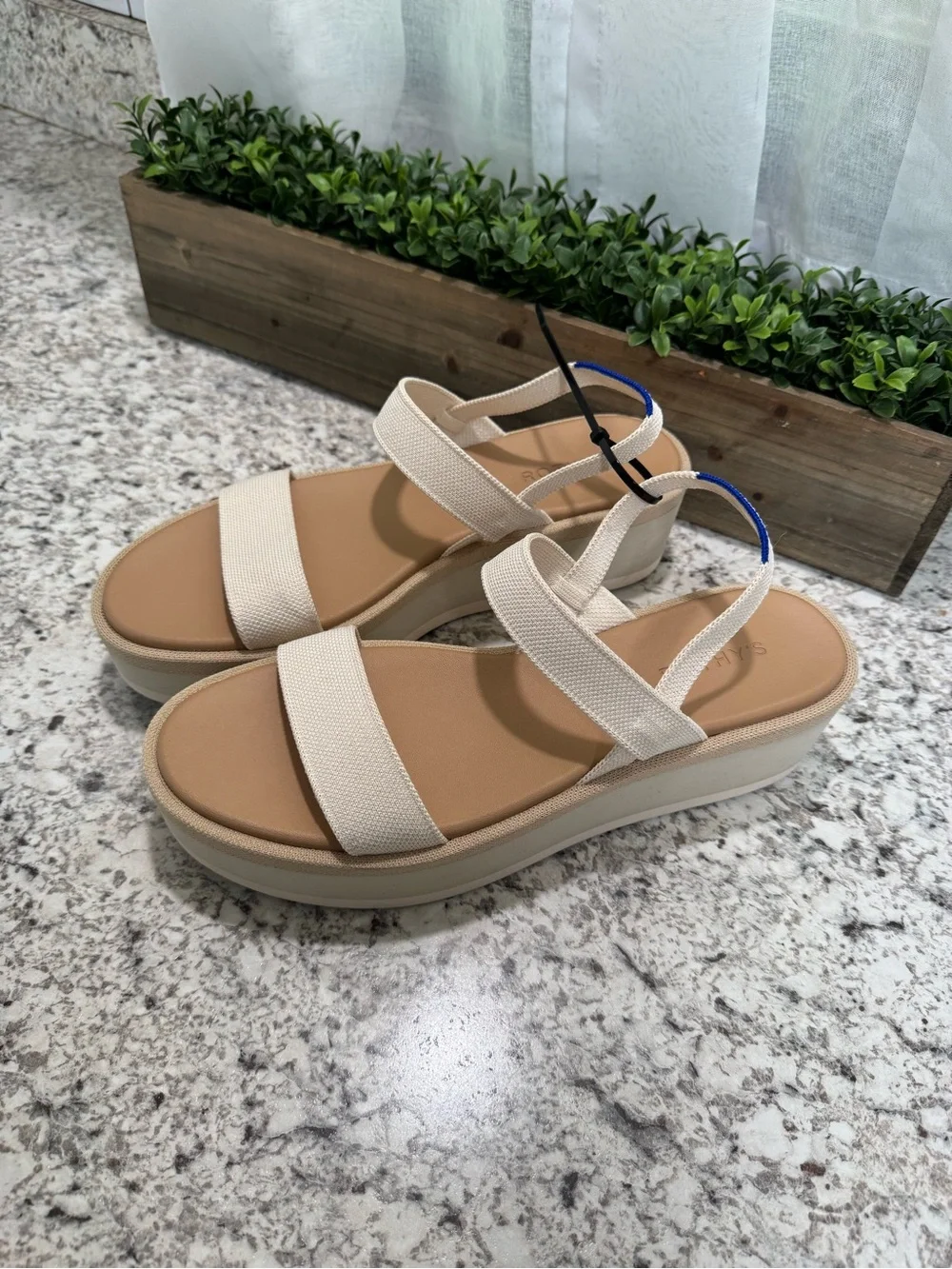 Rothy’s Women's Cream Platform Slingback Sandals 11.5 - Comfortable Summer Style